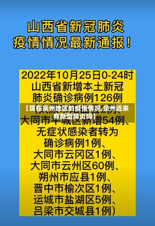 【现在泉州地区的疫情情况,泉州近来有新型肺炎吗】
