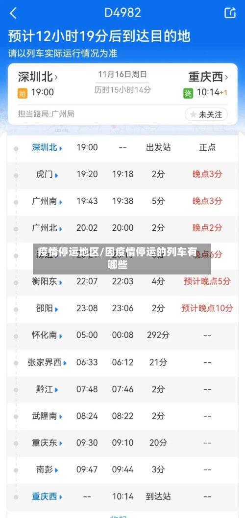 疫情停运地区/因疫情停运的列车有哪些