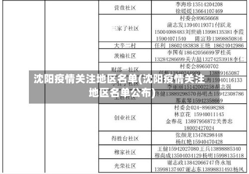 沈阳疫情关注地区名单(沈阳疫情关注地区名单公布)