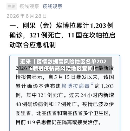 近来【疫情数据高风险地区名单2026新冠疫情高风险地区查询】