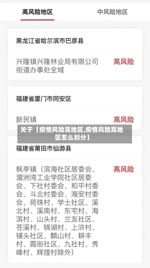 关于【疫情风险高地区,疫情风险高地区怎么划分】