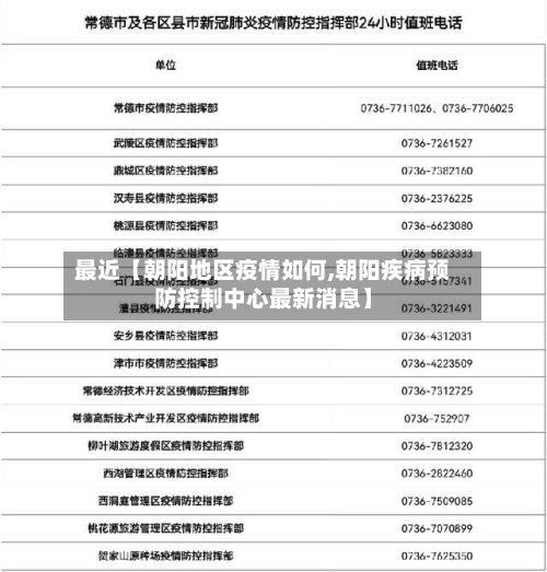最近【朝阳地区疫情如何,朝阳疾病预防控制中心最新消息】-第3张图片