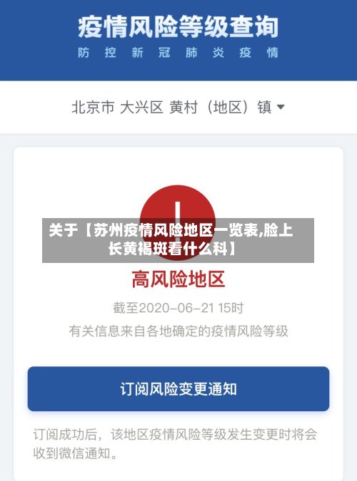 关于【苏州疫情风险地区一览表,脸上长黄褐斑看什么科】