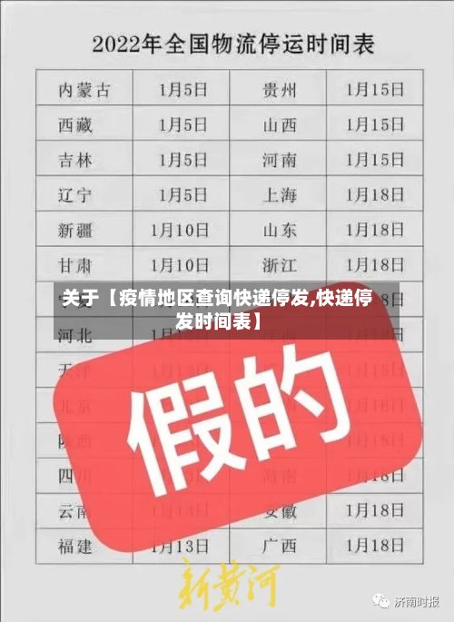 关于【疫情地区查询快递停发,快递停发时间表】