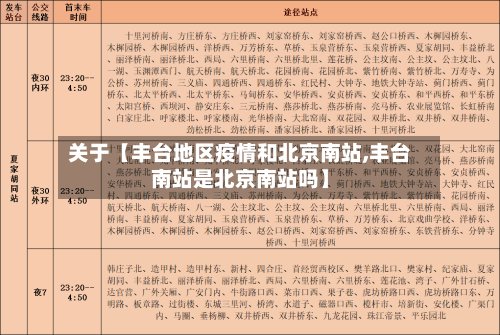 关于【丰台地区疫情和北京南站,丰台南站是北京南站吗】