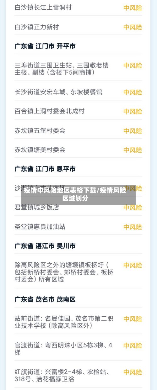 疫情中风险地区表格下载/疫情风险区域划分-第3张图片