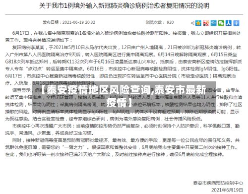 【泰安疫情地区风险查询,泰安市最新疫情】-第2张图片
